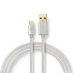 USB-kabel | USB 2.0 | USB-A han | USB Micro-B han | 480 Mbps | 10 W | Guldplateret | 1.00 m | Runde | Flettet / Nylon | Aluminium | Cover Window Box