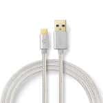 USB-kabel | USB 3.2 Gen 1 | USB-A han | USB Type-C Han | 5 Gbps | 15 W | Guldplateret | 2.00 m | Runde | Flettet / Nylon | Aluminium | Cover Window Box
