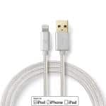 USB-kabel | USB 2.0 | Apple Lightning 8-pin | USB-A han | 480 Mbps | 12 W | Guldplateret | 1.00 m | Runde | Flettet / Nylon | Aluminium | Cover Window Box