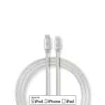 USB-kabel | USB 2.0 | Apple Lightning 8-pin | USB Type-C Han | 480 Mbps | 18 W | Guldplateret | 1.00 m | Runde | Flettet / Nylon | Aluminium / Sølv | Cover Window Box