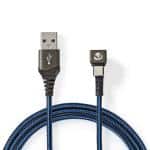 USB-kabel | USB 2.0 | USB-A han | USB Type-C Han | 480 Mbps | Guldplateret | 1.00 m | Runde | Flettet / Nylon | Blå / Sort | Cover Window Box