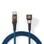 USB-kabel | USB 2.0 | USB Type-C Han | USB Type-C Han | 480 Mbps | Guldplateret | 2.00 m | Runde | Flettet / Nylon | Blå / Sort | Cover Window Box
