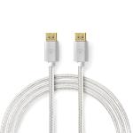 Displayport kabel | DisplayPort Han | DisplayPort Han | 8K@60Hz | Guldplateret | 2.00 m | Runde | Flettet | Sølv | Cover Window Box